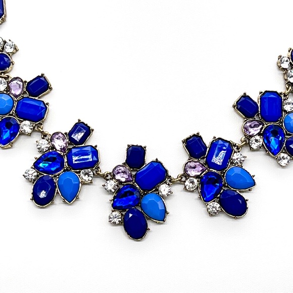 Simple Addiction Blue Rhinestone Statement Necklace - Picture 3 of 5